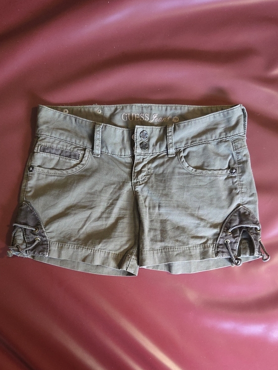 Guess Pants - GUESS Olive Green Low-Rise Lace-Up Cargo Shorts